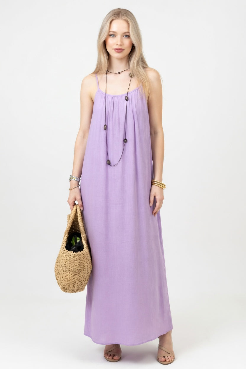 Backless Halter Maxi Dress — Purple