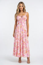 Cross-Back Print Maxi Dress — front view