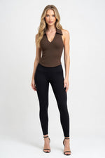Ribbed Knit Vest Top — Coffee Brown