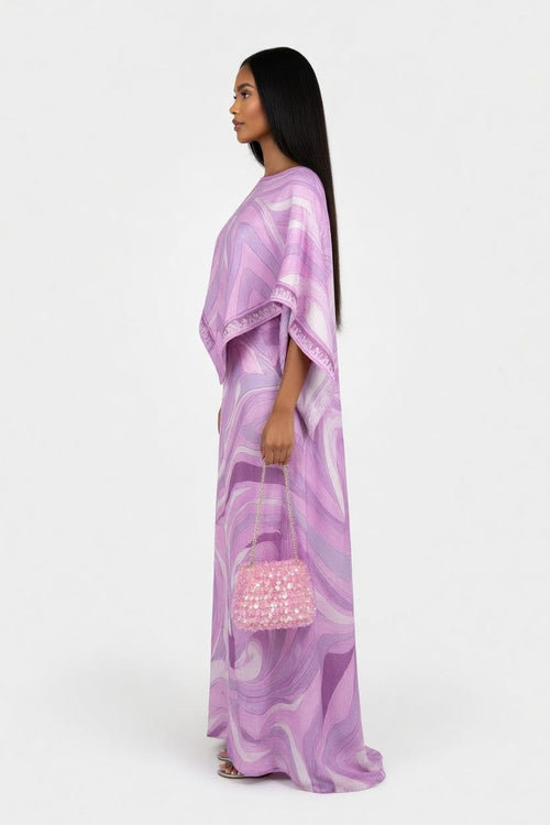 Printed Cape Top & Skirt Set — side view