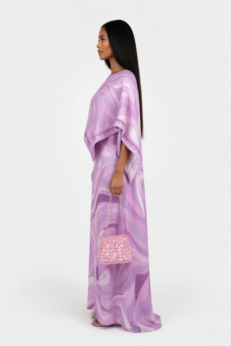 Printed Cape Top & Skirt Set — side view