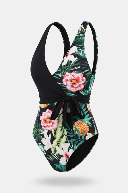 Printed Lace-Up Swimsuit — side view