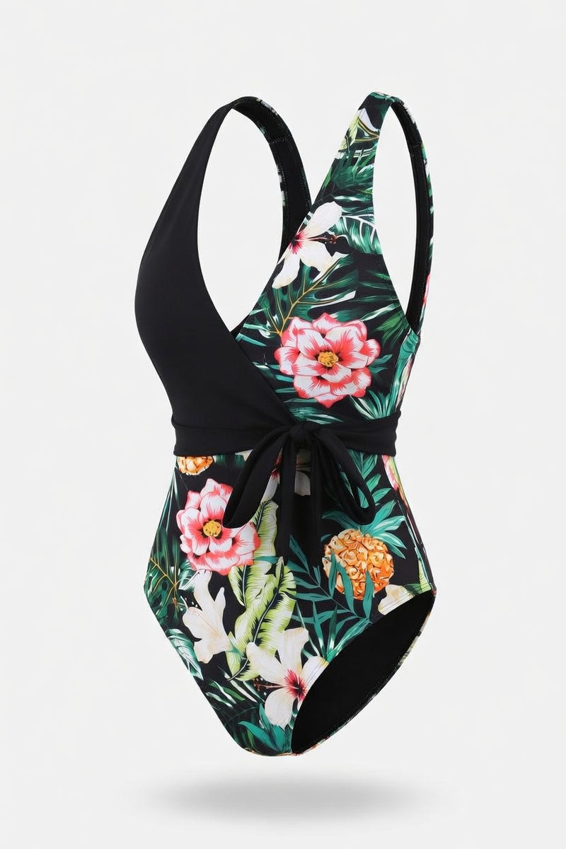 Printed Lace-Up Swimsuit — side view