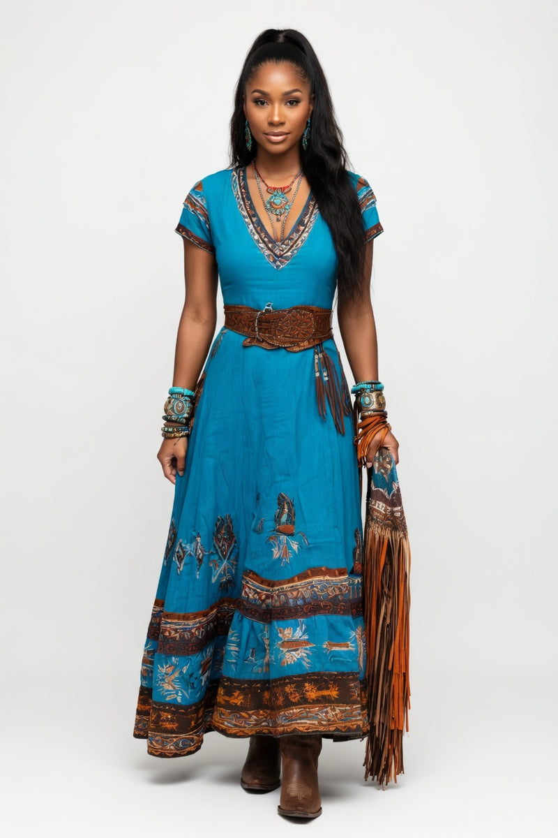 Western Cut Midi Dress — front view
