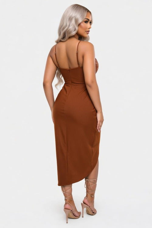 Sequin One-Shoulder Maxi Dress — back view