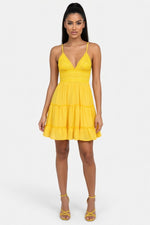 Lace Panel Suspender Dress — Yellow
