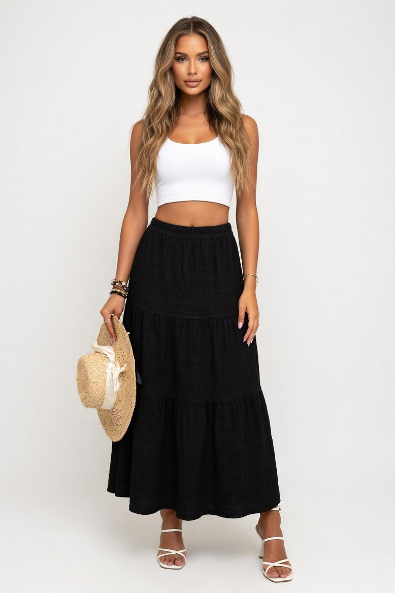 Pleated Mini Skirt — Black
