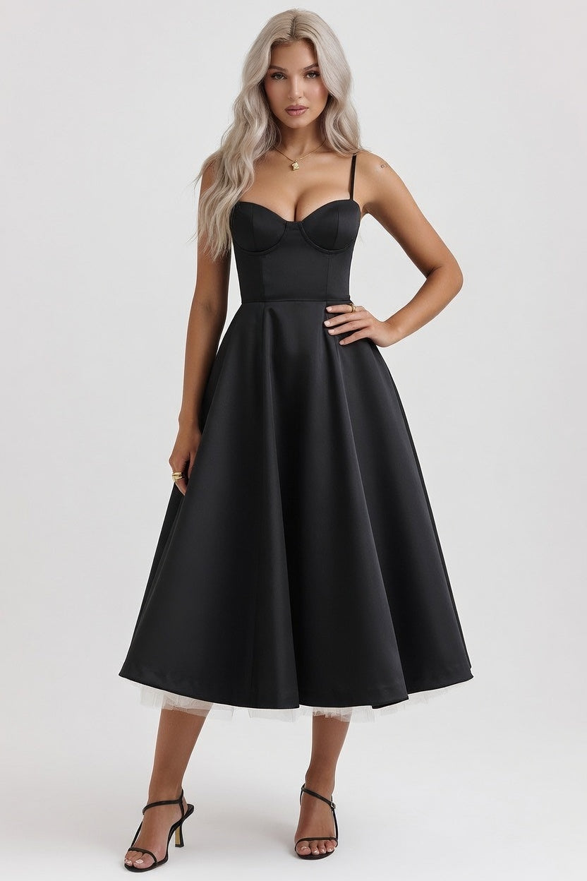 Layered Mesh Dress — Black