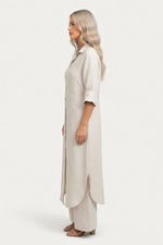 Cotton Linen Shirt & Wide Leg Trouser Co-ord — side view