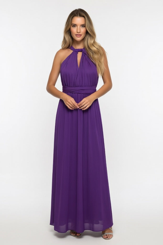 Multi-Strap Bandage Midi Dress — Purple