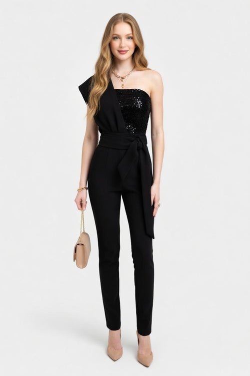 Sequined Sleeveless Jumpsuit — front view