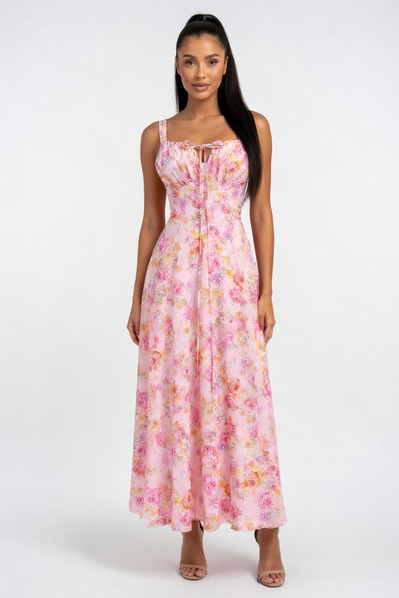 Halter Printed Midi Dress — Blue Print