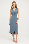 Cross Waist V-Neck Midi Dress