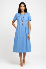 Button Detail Midi Dress — Sky Blue