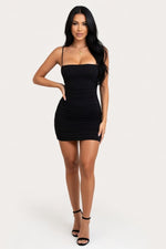 Halter Pleated Mini Dress — Black