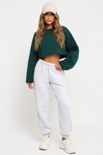 Cropped Long Sleeve Top — Dark Green