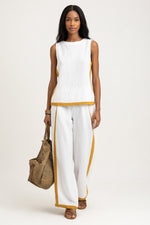 Contrast Wide Leg Co-Ord Set — White