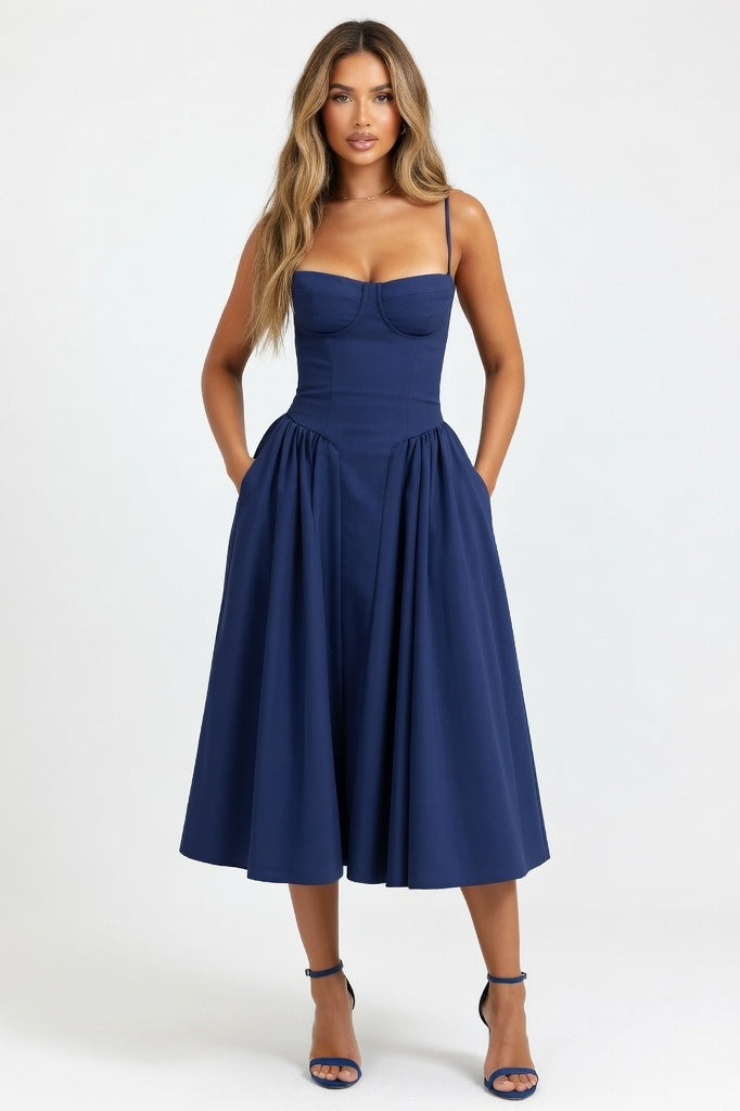 Cami Slip Dress — Blue