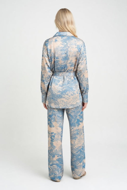 Printed Shirt & Wide-Leg Trouser Co-Ord — back view
