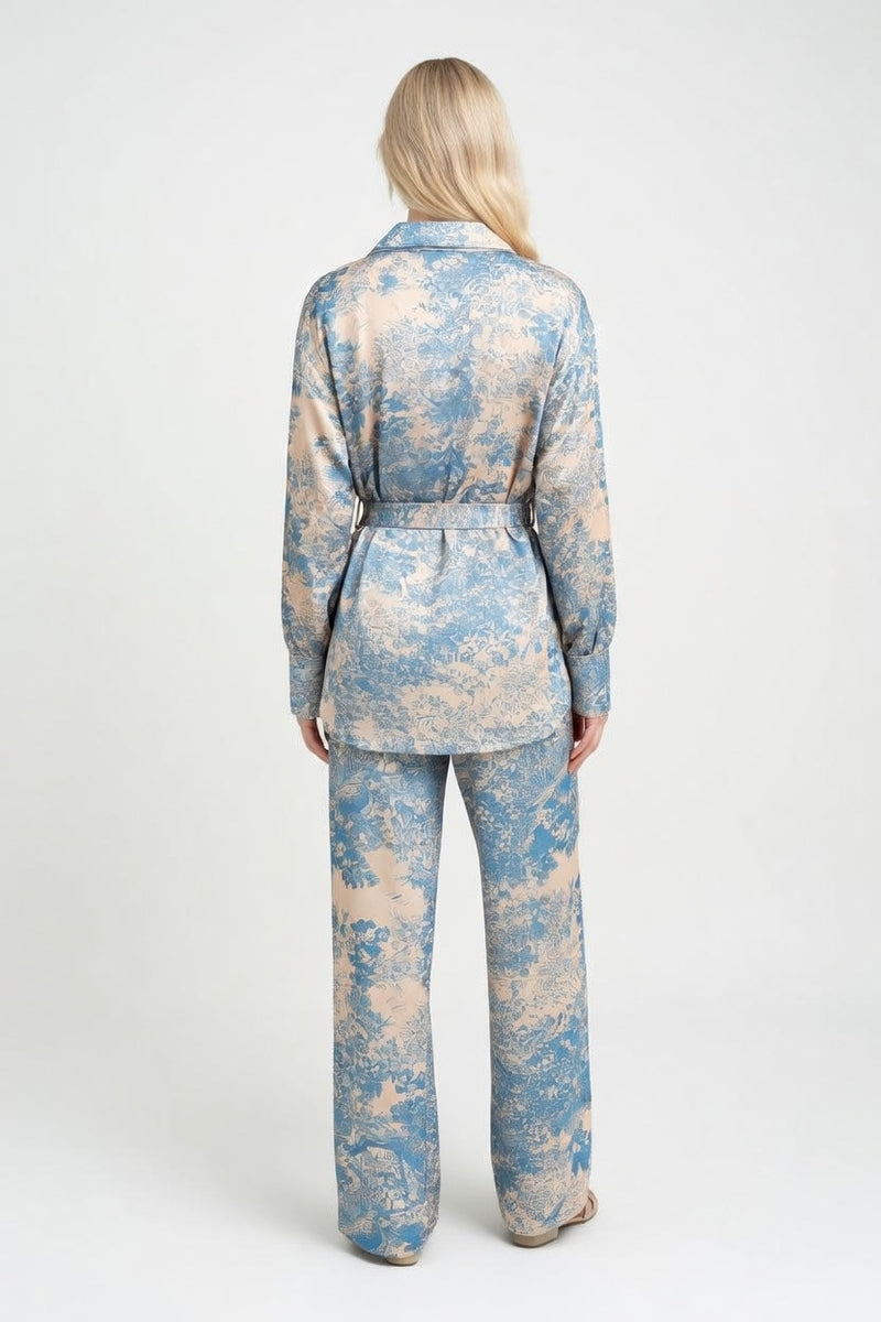 Printed Shirt & Wide-Leg Trouser Co-Ord — back view