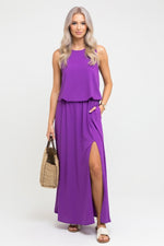 Modal Halter Split Midi Dress — Light Purple