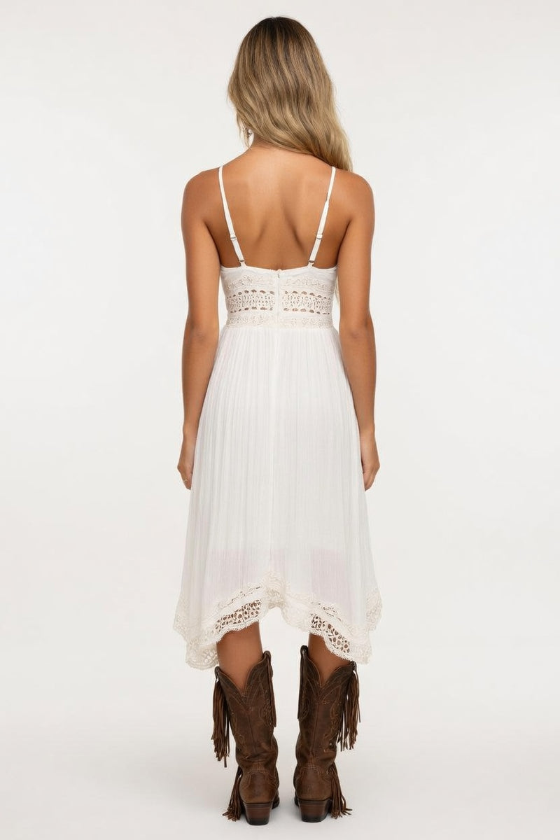 Lace Halter Mini Dress — back view