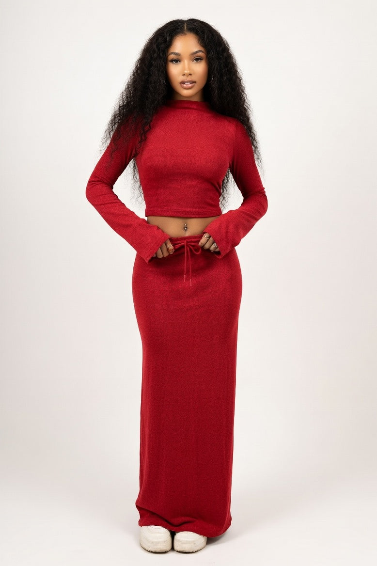 Lace-Up Co-Ord Set — Red