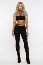 Lace-Up Vest and Trouser Co-Ord Set — Black