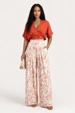 Printed Wide-Leg Co-ord Set — Red
