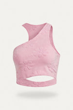 One Shoulder Print Swimsuit — Magenta