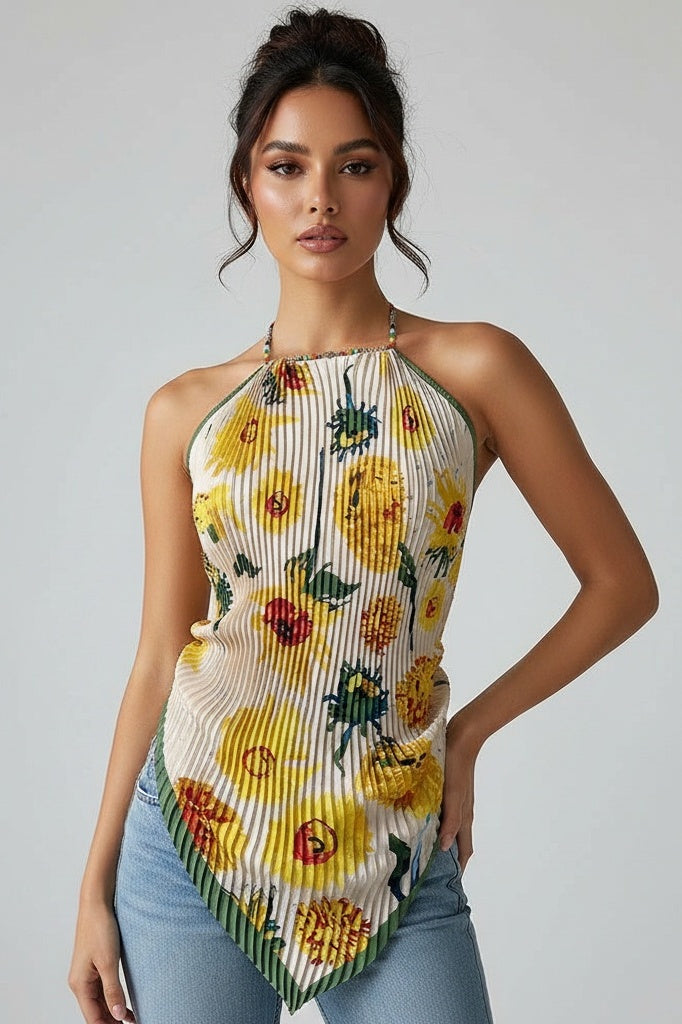 Halterneck Print Cami Top — One size — Front