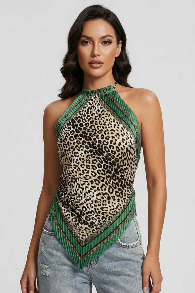 Halterneck Print Cami Top — One size — Front