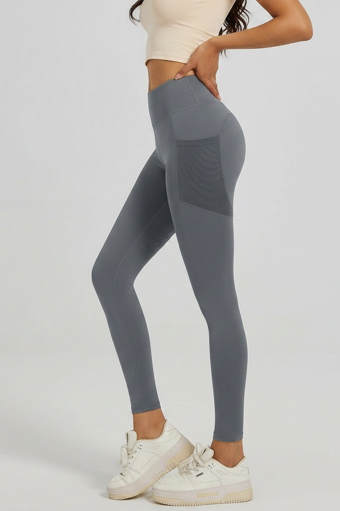 High-Waist Mesh-Pocket Sculpting Leggings — S — Front