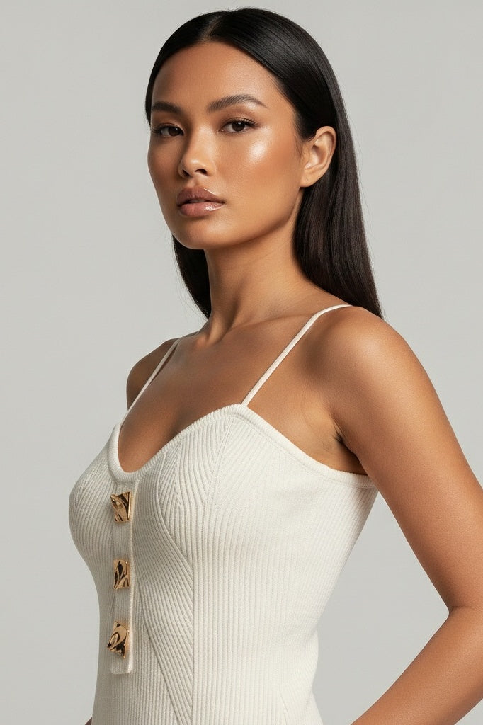 Knitted Bandeau Backless Cropped Top — One size (80-110 kg) — Front