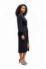 V-Neck Lace Midi Dress