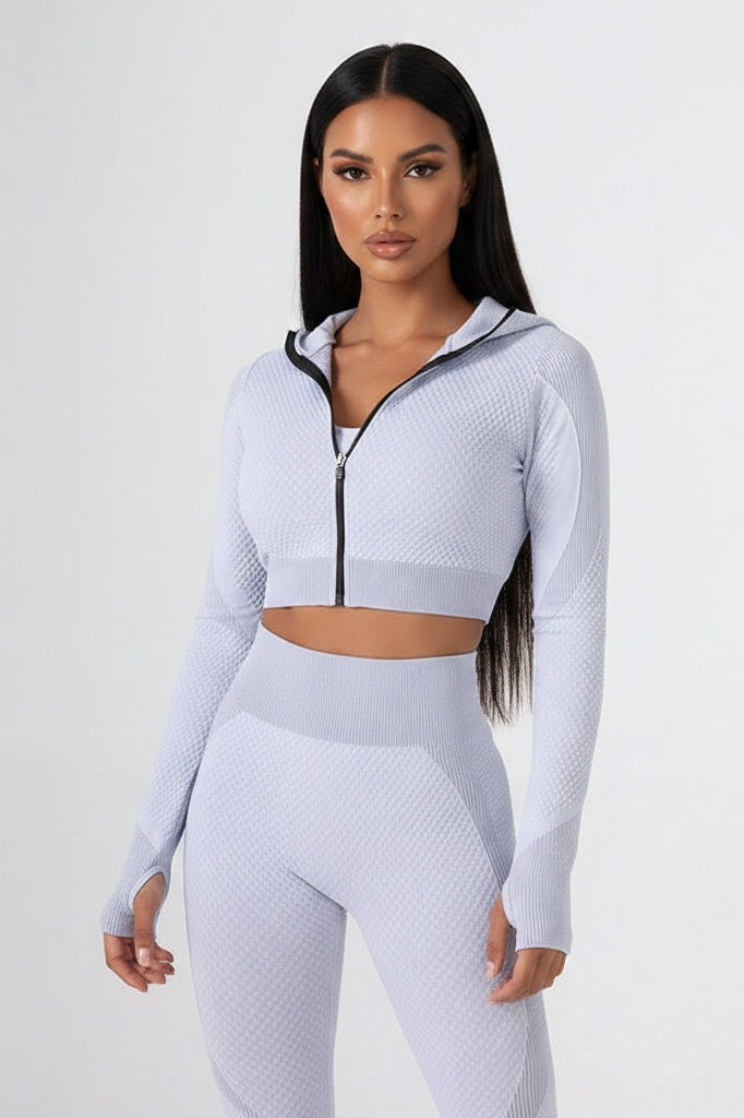 Seamless Three-Piece Yoga Set — S — Front