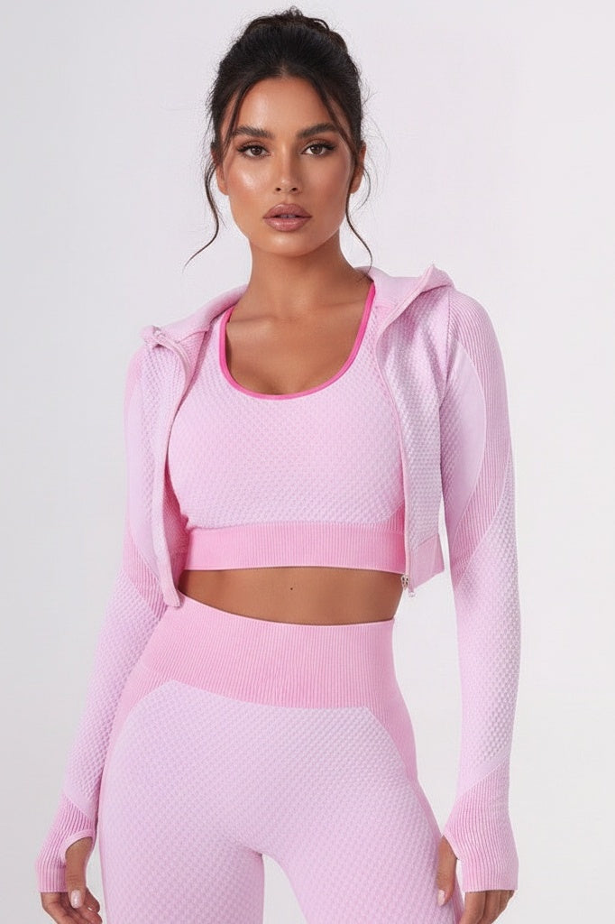 Seamless Three-Piece Yoga Set — XL — Front