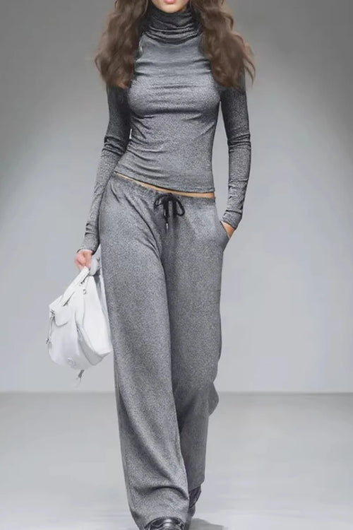 Supplier reference — New Fashion Casual Gray Wide Leg Pants Two Piece S