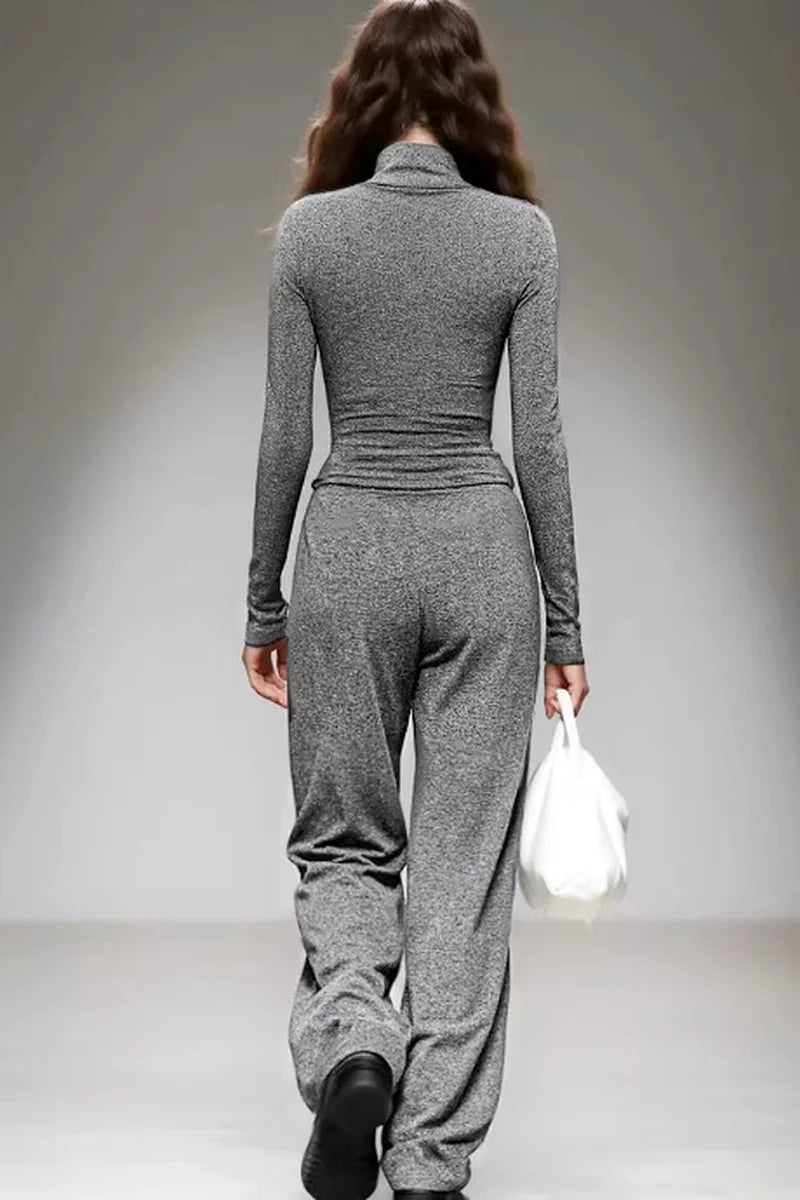 Supplier reference — New Fashion Casual Gray Wide Leg Pants Two Piece S