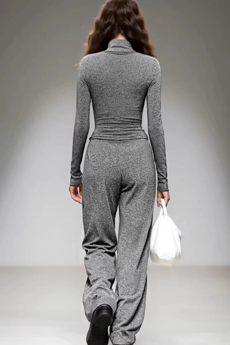 Supplier reference — New Fashion Casual Gray Wide Leg Pants Two Piece S