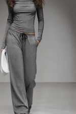 Supplier reference — New Fashion Casual Gray Wide Leg Pants Two Piece S