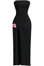 Supplier reference — Elegant 3D floral embellished wrap high slit maxi 