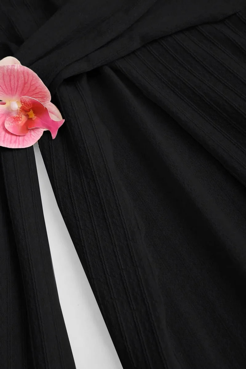 Supplier reference — Elegant 3D floral embellished wrap high slit maxi 