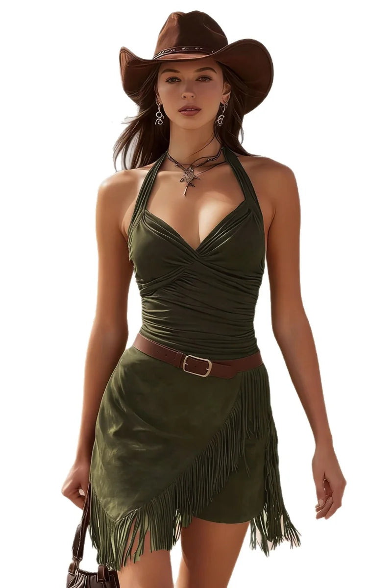 Supplier reference — American retro western style tassel halterneck sle