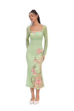 Supplier reference — L25D063-Strap V-neck printed sexy slim long skirt 