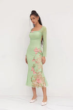 Supplier reference — L25D063-Strap V-neck printed sexy slim long skirt 