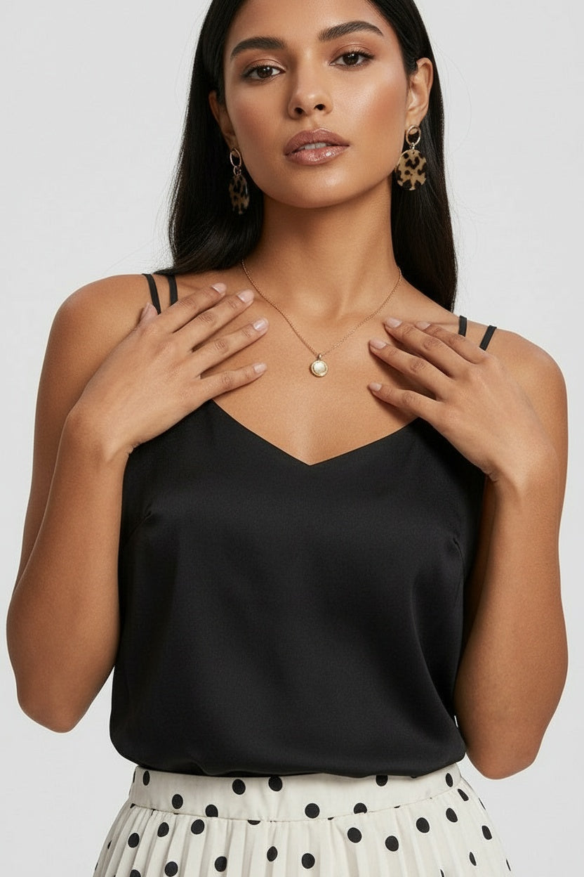 V-Neck Loose Fit Camisole Top — S — Front