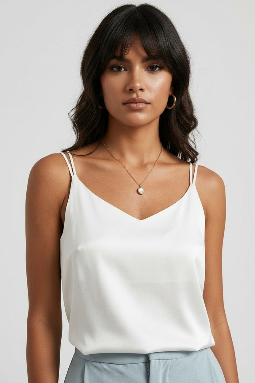 V-Neck Loose Fit Camisole Top — S — Front